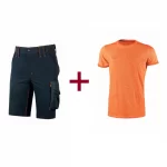T-shirt fluo arancione + pantalone Mercury blu -