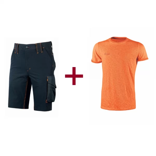 T-shirt fluo arancione + pantalone Mercury blu -