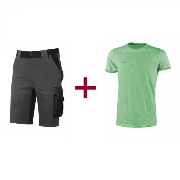 T-shirt fluo verde + pantalone Mercury grigio/verde