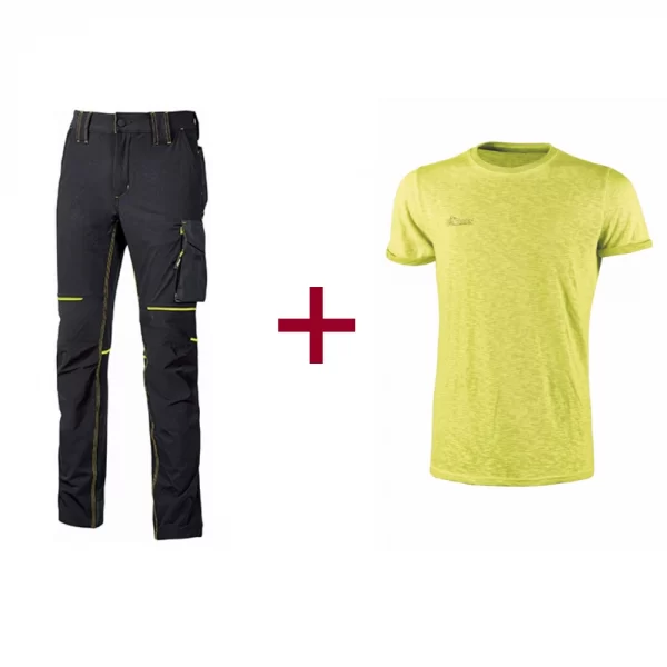 Pantalone world nero + T-shirt fluo giallo