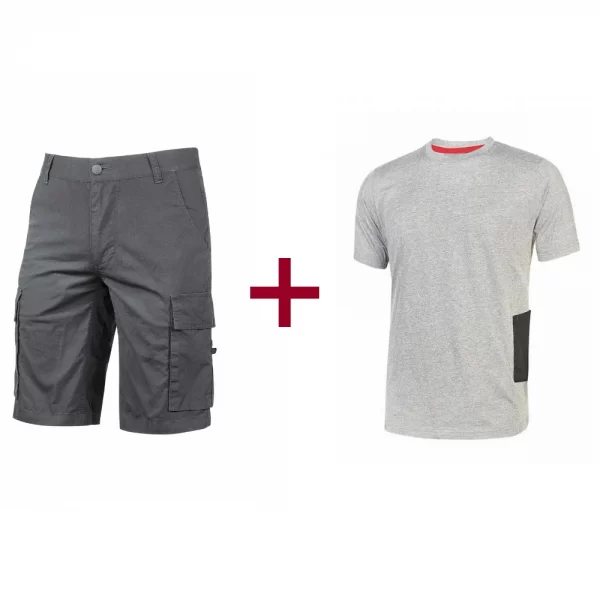 Pantalone corto Summer grigio + t-shirt Road grigio chiaro