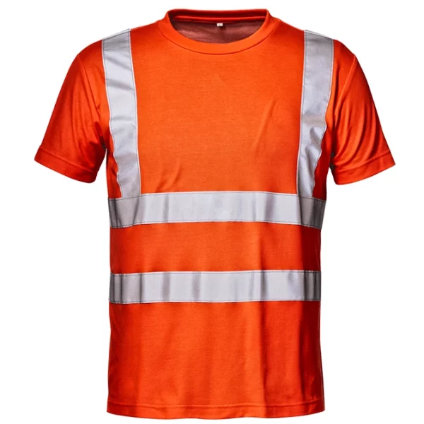 T-shirt Mistral Arancione fronte con bande rifrangenti
