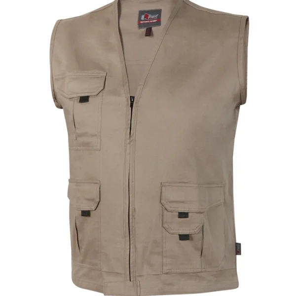 Gilet da lavoro U-Power Chica multitasche in cotone e tessuto twill stretch,