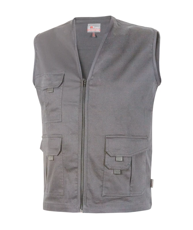 Gilet da lavoro U-Power Chica multitasche in cotone e tessuto twill stretch,