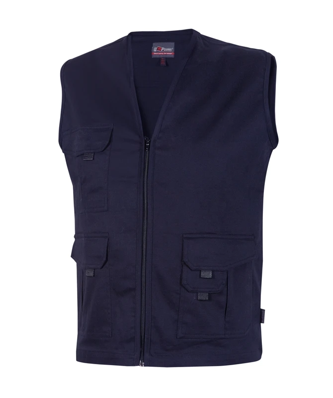 Gilet da lavoro U-Power Chica multitasche in cotone e tessuto twill stretch,
