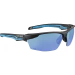 Occhiale Protettivo Bollé Tryon Cobalt Flash dal design sportivo, con lenti specchiate e montatura nera-blu eco-friendly.