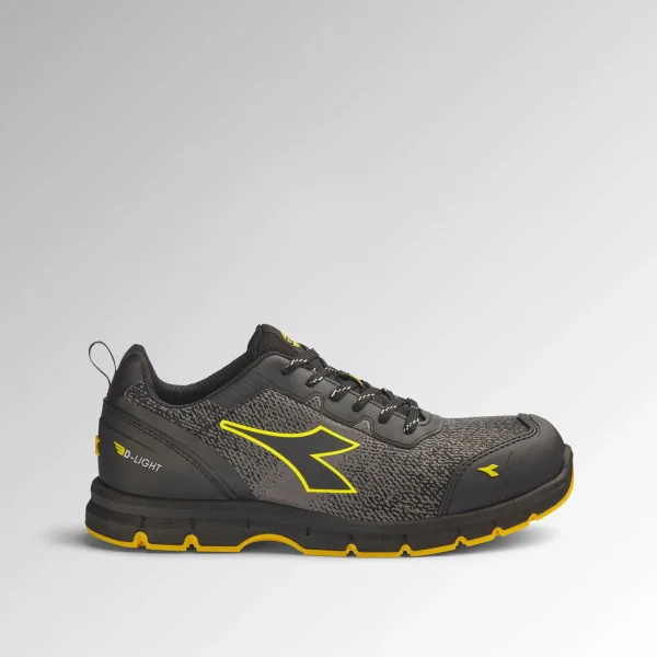 Scarpe da lavoro Diadora Run Atom EVO S3S vista laterale, grigio/nero, con puntale in acciaio e suola antiscivolo