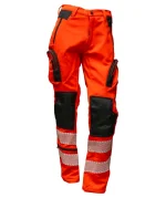 Pantalone Operativo ANPAS DPI Categoria 2 rosso soccorso con bande riflettenti certificate e rinforzi neri sulle ginocchia per operatori del soccorso sanitario