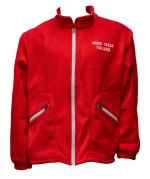 Pile Operativo Croce Rossa Italiana rosso con scritta ufficiale CRI, zip frontale e patch tricolore su manica sinistra