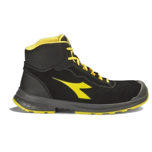 Scarpe antinfortunistiche Diadora Flash Mid S3S ESD mid-cut in pelle scamosciata, antiscivolo e metal free per ambienti industriali e ATEX