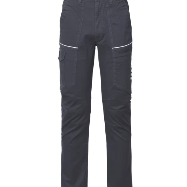 Pantalone da lavoro R-Stretch multitasche in cotone twill elasticizzato con tasca porta metro e inserti rifrangenti