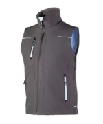 Gilet da lavoro U-Power Universe Grey Blue in softshell con membrana U-Tex e tasche con zip